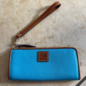 Dooney & Bourke Pebble Grain Folded Zip Wristlet - Sky Blue